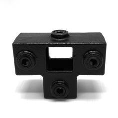 Buiskoppeling T-Stuk met zij-uitgang - zwart - vierkant - 25 mm